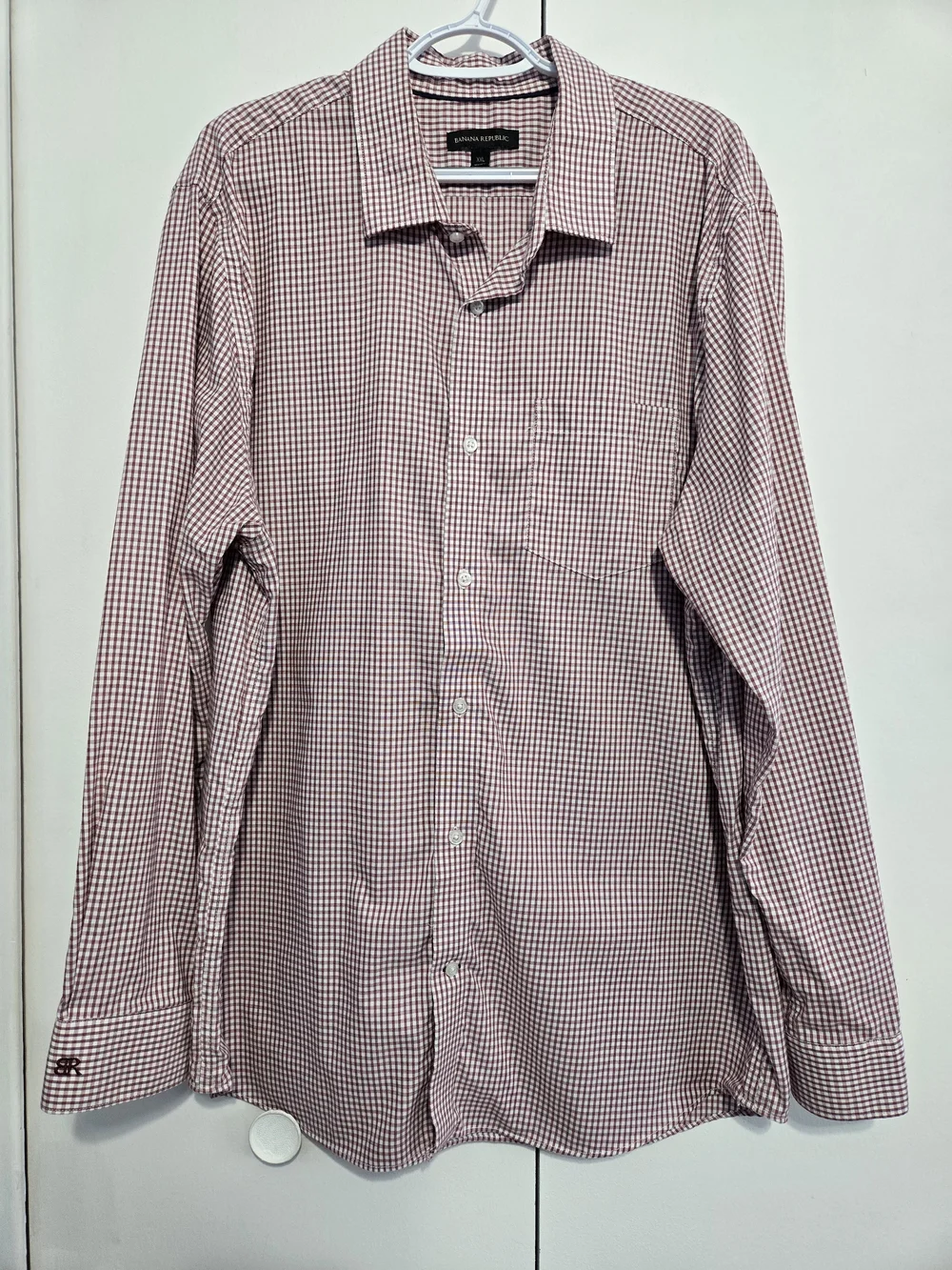Banana Republic XXL Red Gingham Check 100% Cotton Button Front Shirt